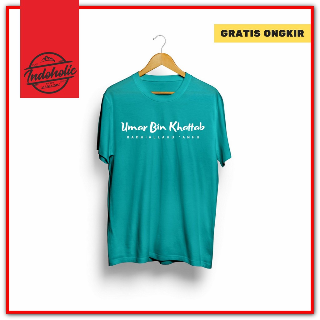 Indoholic Atasan Baju Pakaian Pria Cowok wanita Kaos Distro Kaos Dakwah Kaos Muslim Murah terbaru Combed 100% Original Umar Bin Khatab