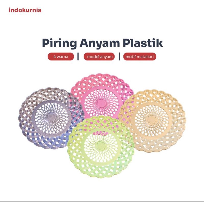 Piring anyam plastik warna-rotan plastik- piring prasmanan -hajatan-piring murah rumah makan