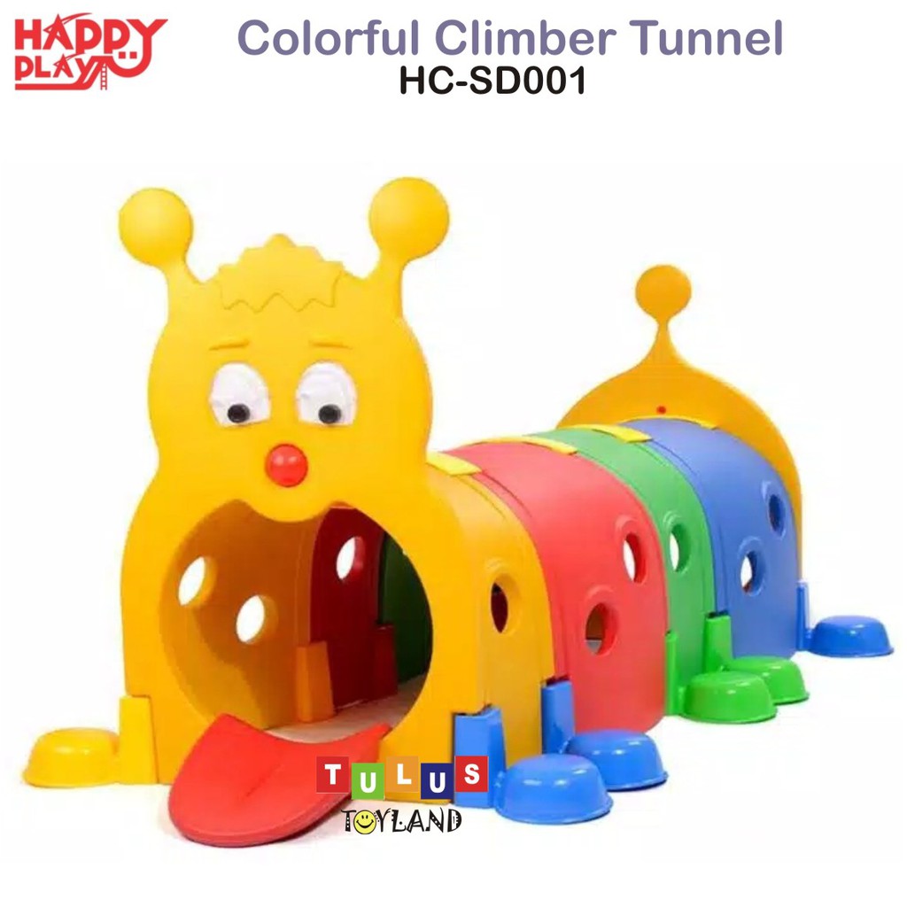 Terowongan Anak Happy Play Colorful Climber Tunnel Caterpillar Mainan Panjat Tebing Ulat Plastik