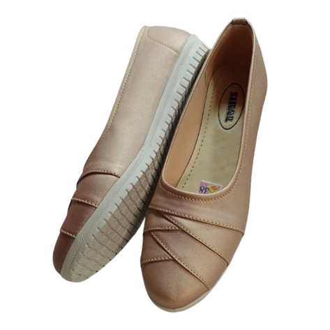 Sepatu Slip On Wanita Bahan Hamburg Merek Siral Warna Krem S12R02B2 / Sepatu Wanita / Sepatu Flat