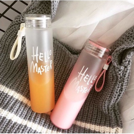 botol minum kaca hello master 450ml