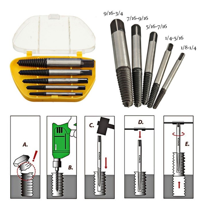 Screw Extractor Remover Pengangkat Pelepas Pembuka Baut Rusak *SE02