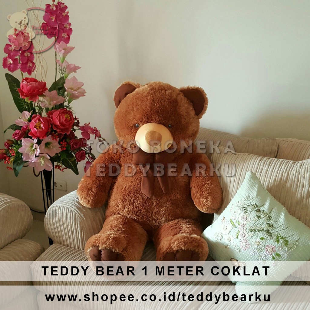 BONEKA TEDDY BEAR JUMBO WARNA COKLAT UKURAN 1 METER KHAS BANDUNG