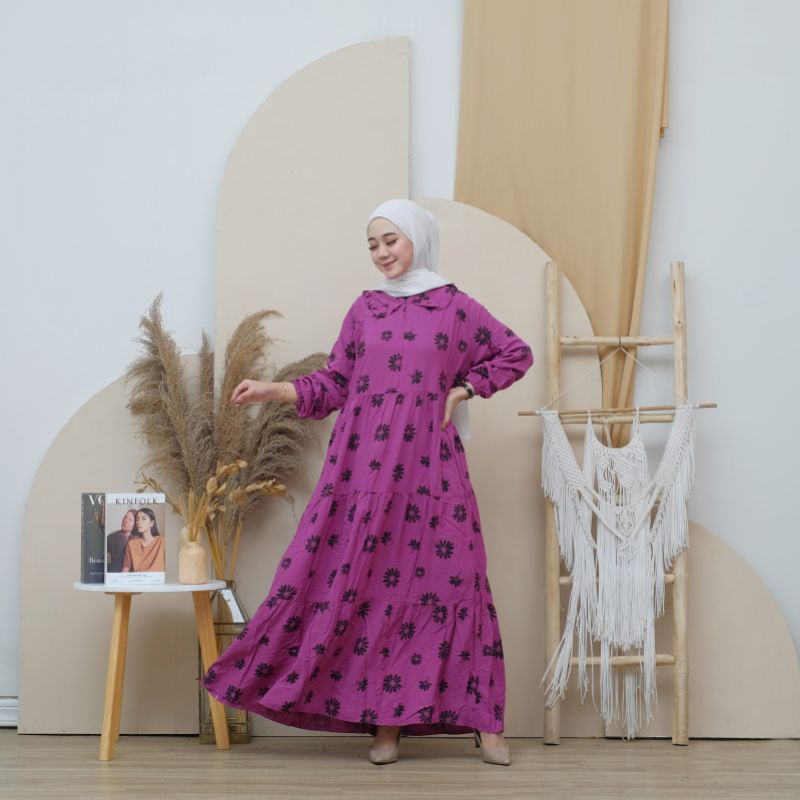 [COD] GAMIS MOTIF BUNGA TERBARU PAKAIAN WANITA BHUSUI JUMBO /