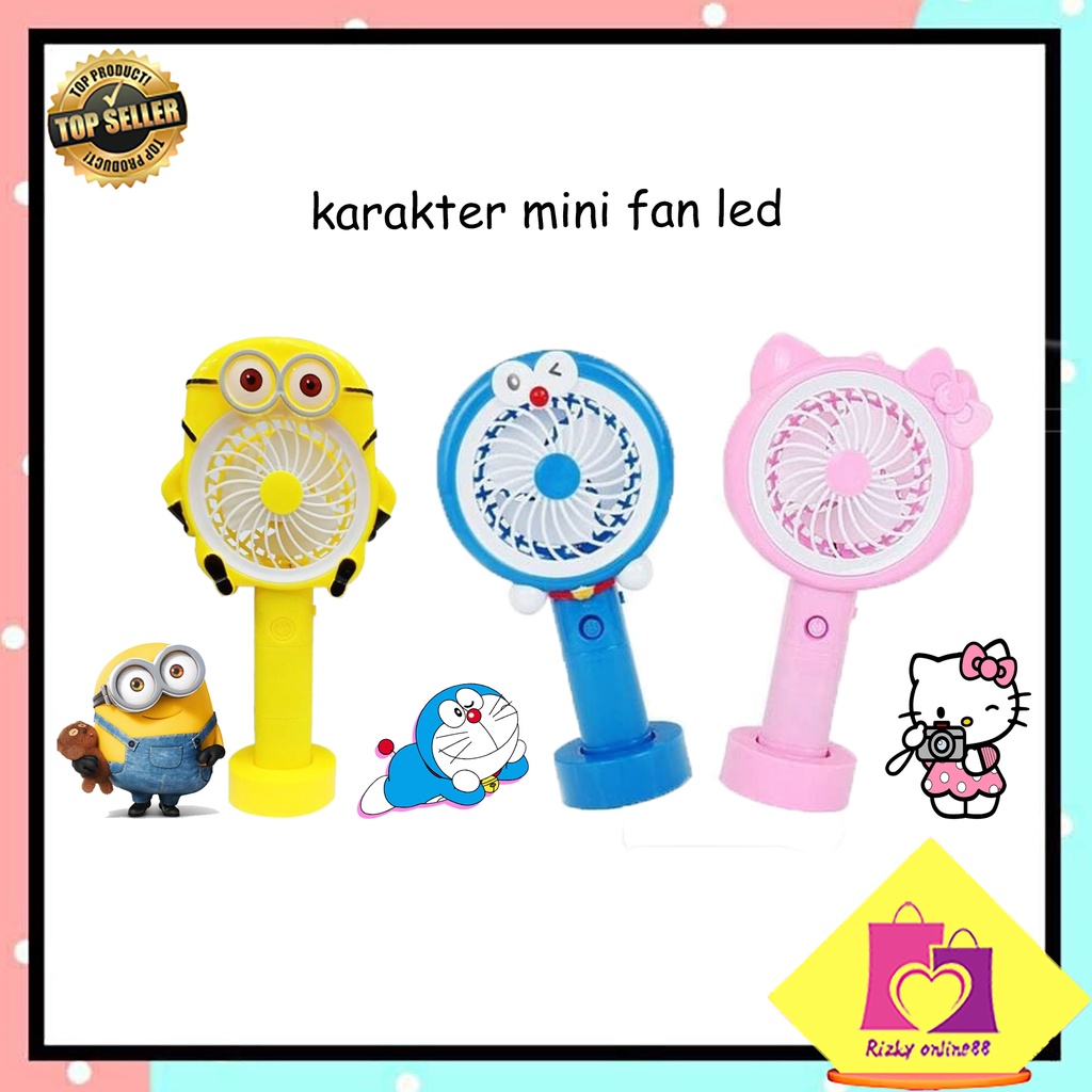 Rizkyonline88 kipas angin mini portable tangan / kipas angin karakter mini / standing mini fan V77