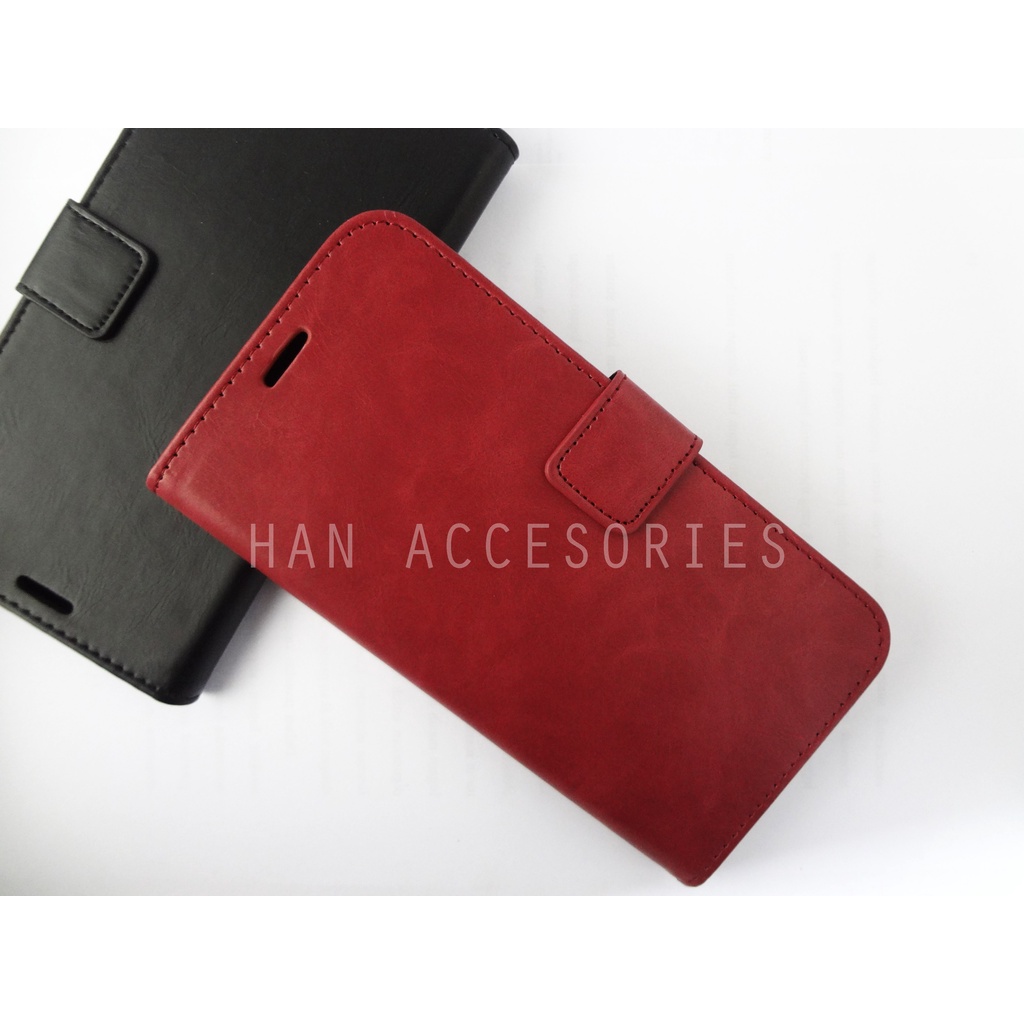 (PAKET HEMAT) Fashion Selular Flip Leather Case Samsung Galaxy A03S Flip Cover Wallet Case Flip Case + Nero Temperred Glass