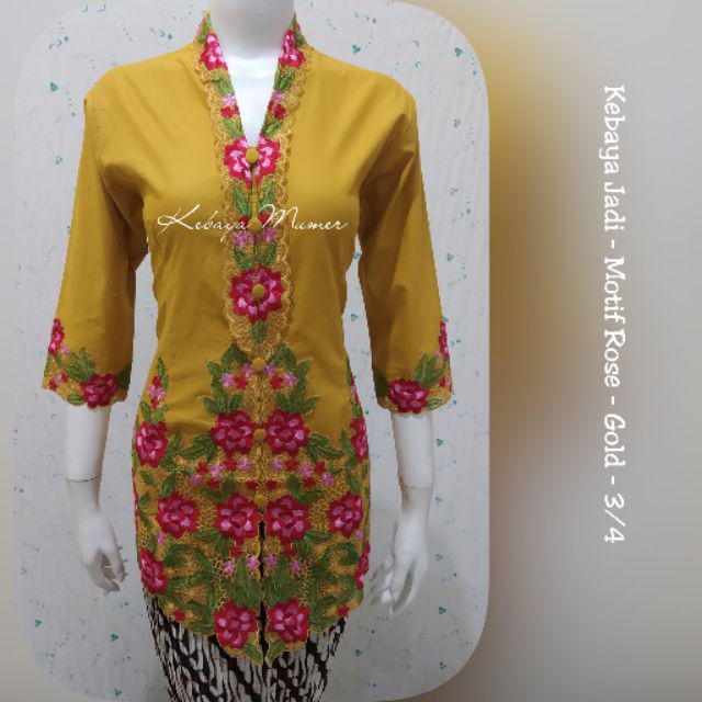 Kebaya Encim. Kebaya Rose. Kebaya Encim Murah. Kebaya Modern. Kebaya Bordir. Kebaya Jadi-Gold Rose 3/4
