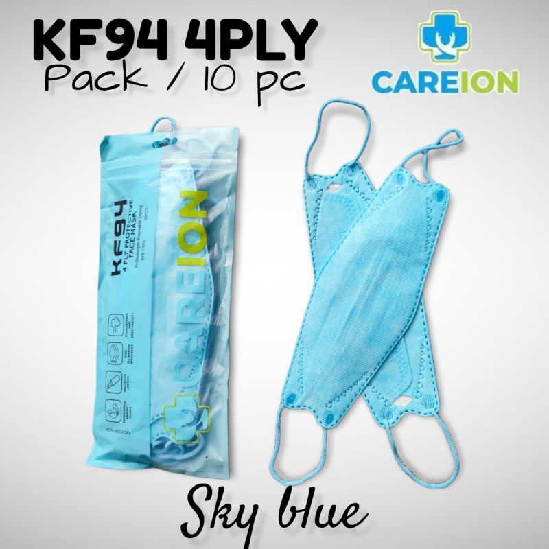 READY MASKER KF KF94 CAREION CARE ION SKY BLUE BIRU MUDA ISI 10 LBR PER PACK