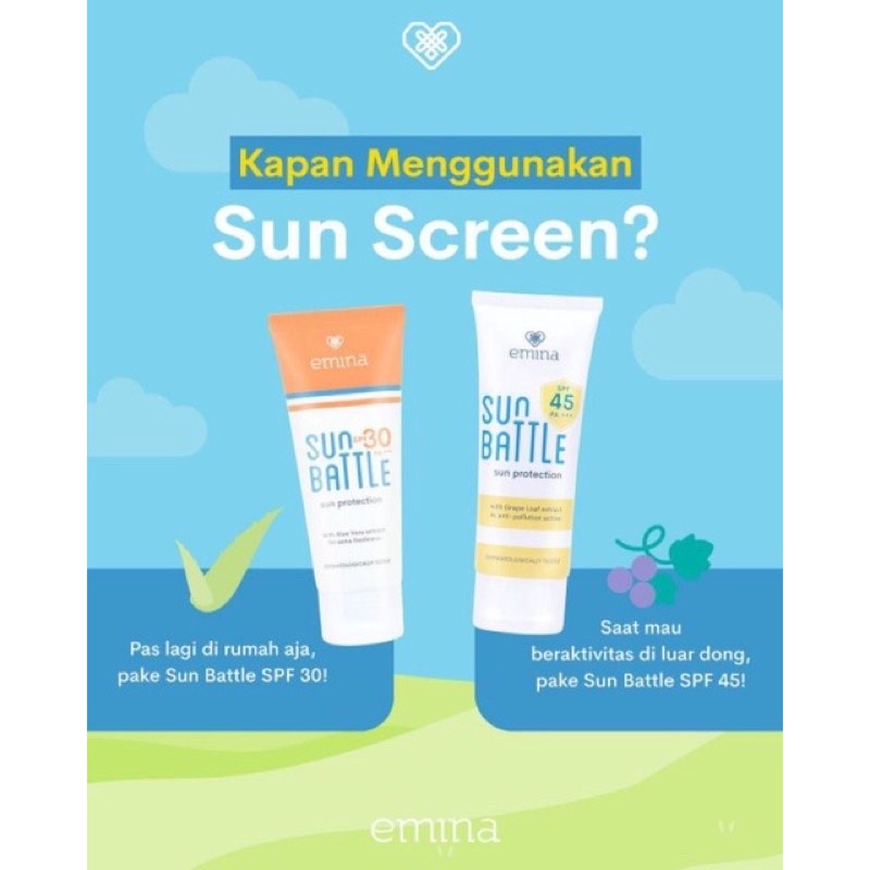 EMINA SUN Protection SPF30 PA+++ 60ml / Sun Battle SPF45 PA+++ 30ml  / Sunscreen UV