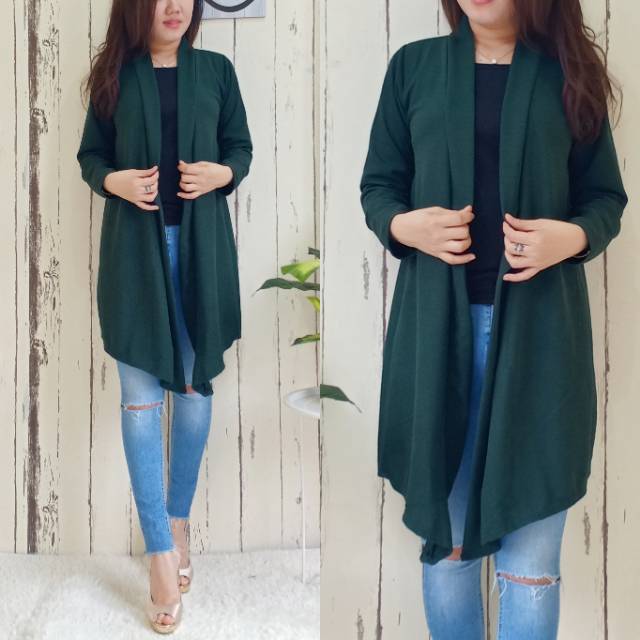 HB FO - LONG CARDIGAN WARNA / LENGAN PANJANG /BAHAN WAFEL / ALL SIZE/ BAHAN WAFEL / 6 WARNA