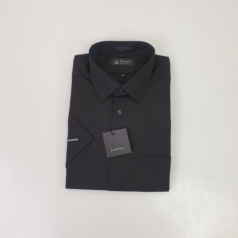 Kemeja ALISAN Polos HITAM Lengan Pendek Khusus