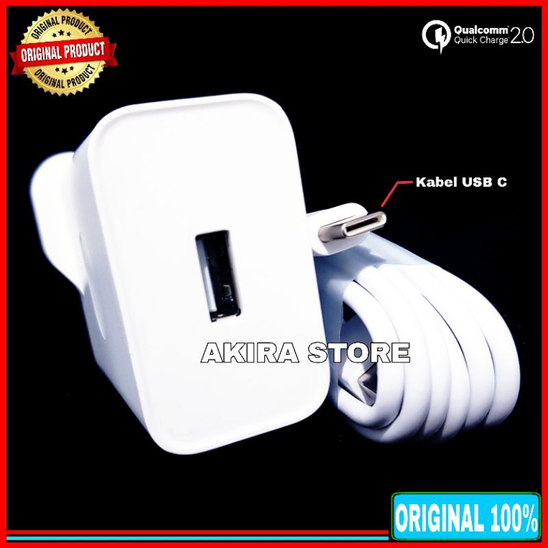 Charger Oppo A52 A92 A92s Original 100% 18 Watt Fast Charging USB C