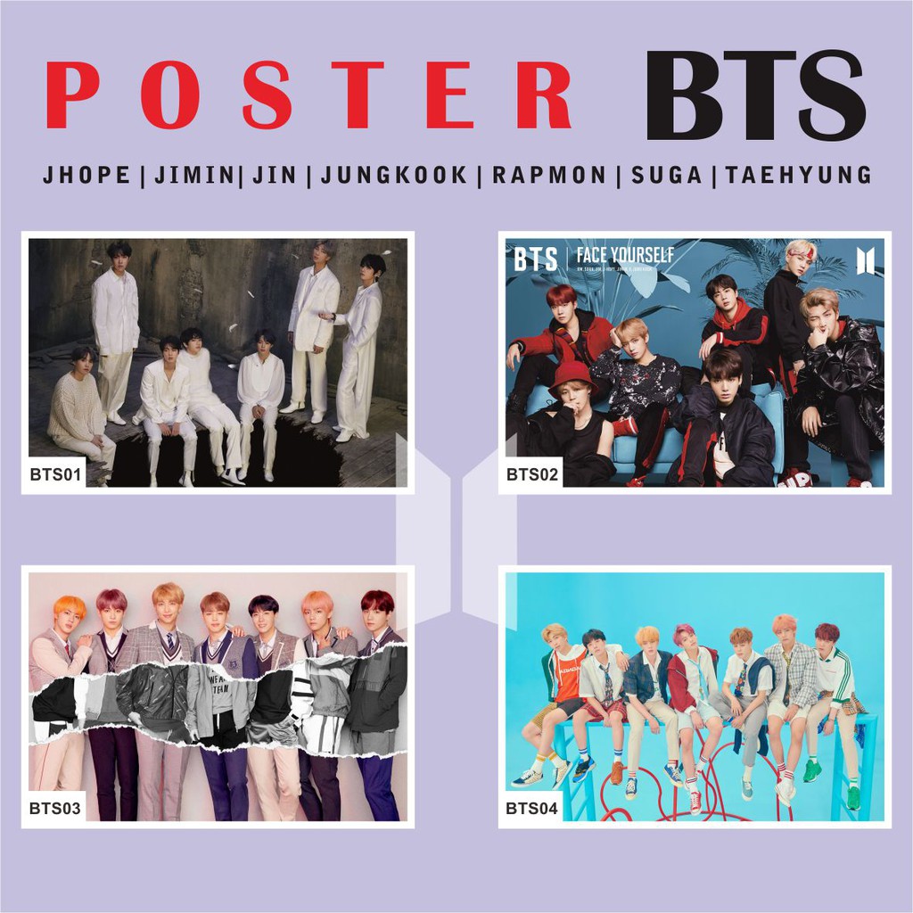 POSTER A3+ BTS All Member Murah - Jhope Jimin Jin Jungkook Rapmon Suga Taehyung