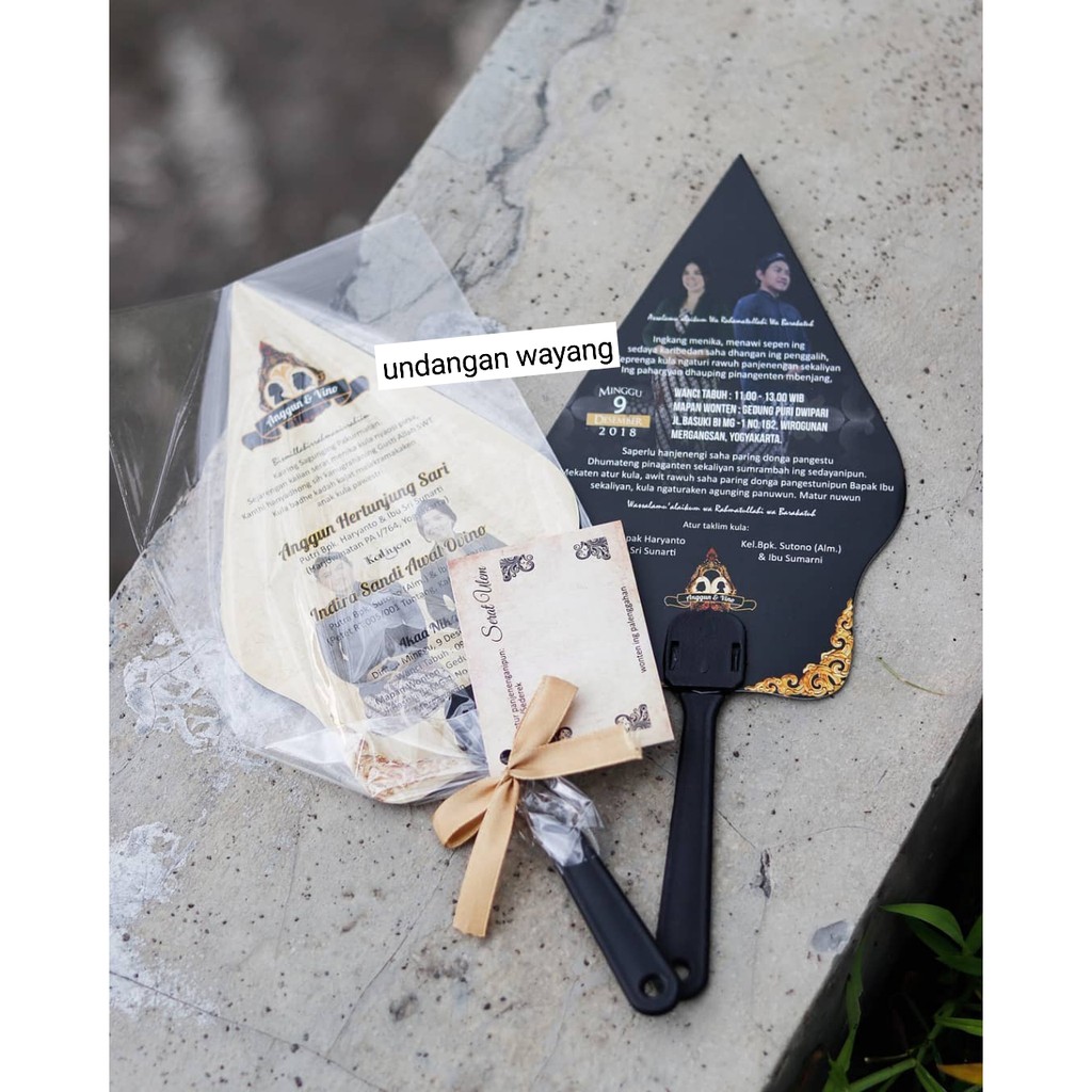 Undangan Kipas Custom Bentuk Wayang- Undangan Kipas Custom - Undangan Wayang - Hand Fan Custom