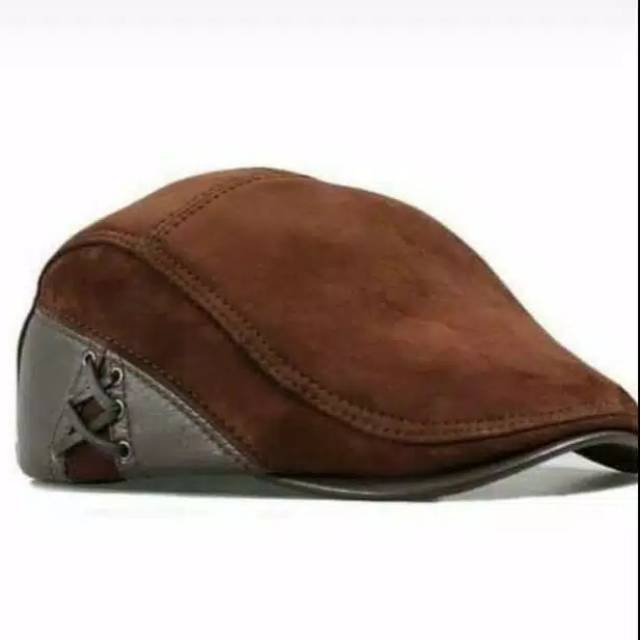 Topi Pet Kulit Asli | Topi Maher Zain kulit pet pria | murah | casual | polos | sapi | branded