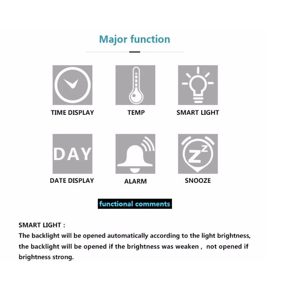 Jam Meja Digital / Jam Alarm Multifungsi / Jam Alarm Terkendali Cahaya Cerdas
