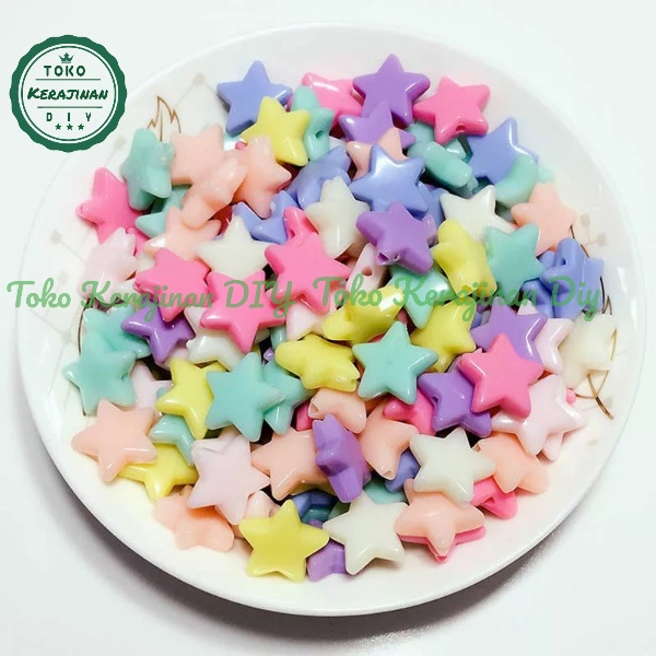 [ 60 pcs ] Manik Manik Mote Bintang Pipih Mute Bintang Pastel Bahan Craft &amp; DIY