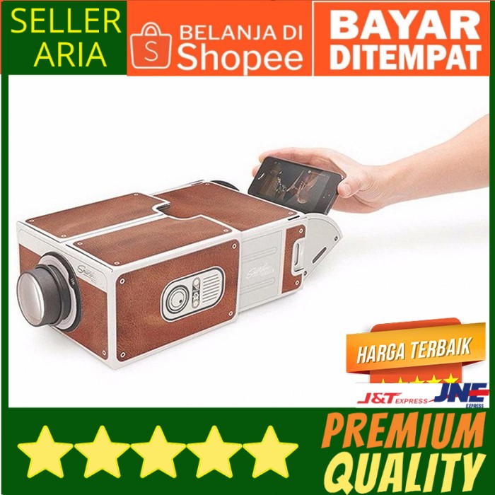 PROYEKTOR HP MINI PORTABEL / PORTABLE SMARTPHONE PROJECTOR HANDPHONE CARDBOARD 2.0 MURAH LCD PONSEL