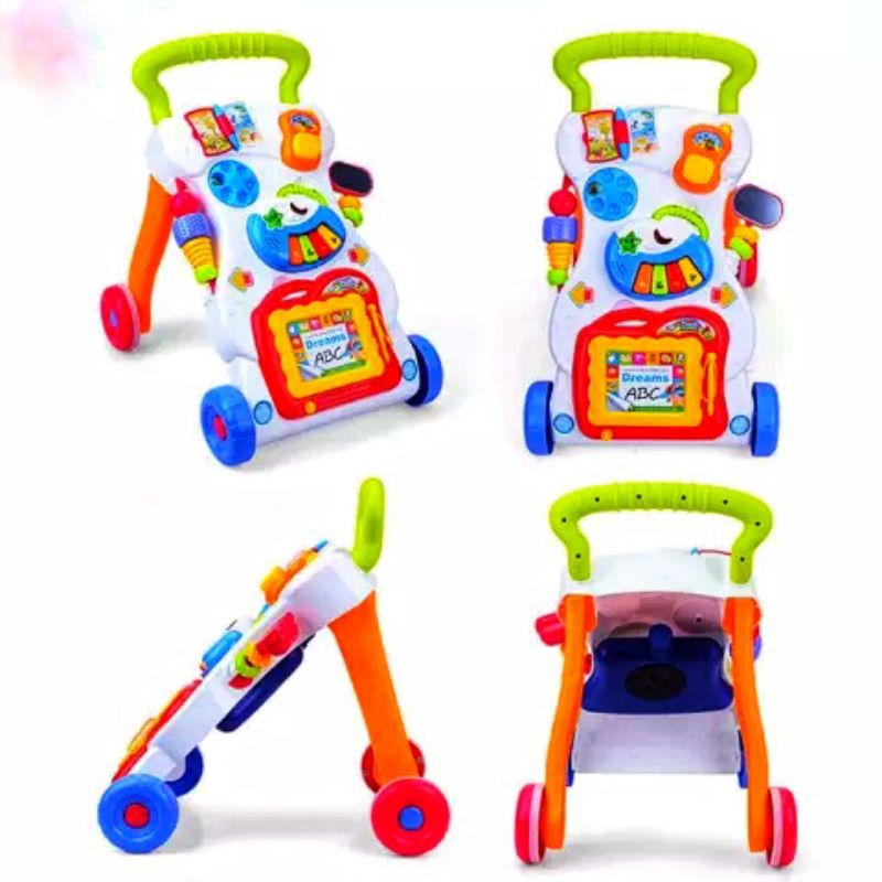 Push Baby Walker Music Dengan Mainan Anak Piano / Drawing Board / Bentuk Shape / Untuk  latihan jalan Bayi Bahan Aman dan Kuat AU02