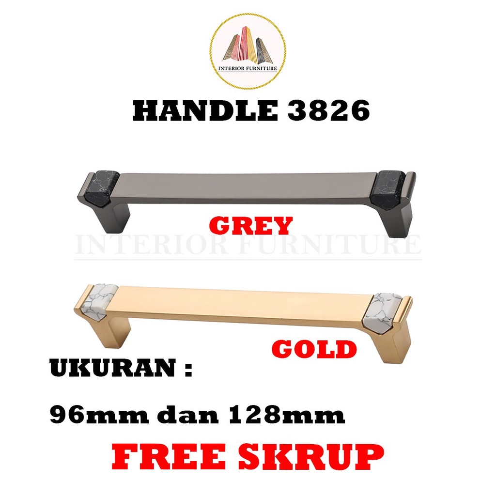 Handle Marmer Handle Gold Tarikan Laci Emas Minimalis Gagang Pintu Lemari 3826 96 mm &amp; 128 mm.