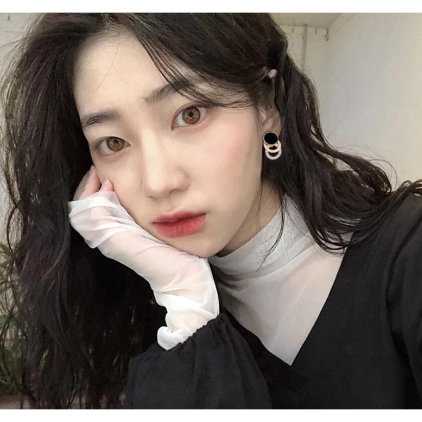 925 jarum perak geometris lingkaran anting-anting wanita Korea online influencer anting-anting Bahas