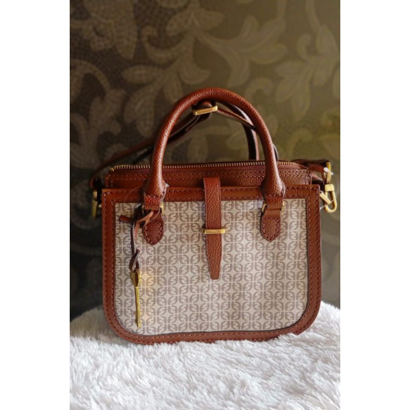 fossil.ryder mini taupe brown