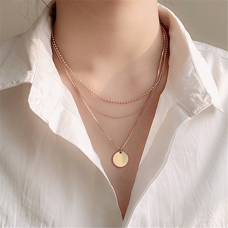 Korea Fashion Multilayer Liontin Kalung Wanita Emas Choker Perhiasan Aksesoris - PD