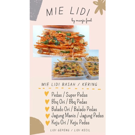 

Mie Lidi Bumbu Basah / Kering