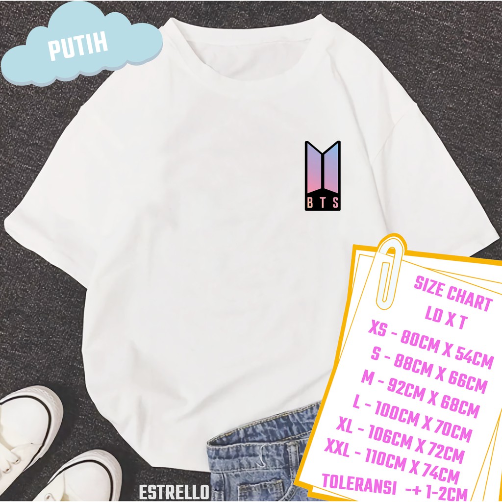 Estrello Fashion - Kaos BTS Logo Baju Atasan Wanita Pria Lengan Pendek Bt21