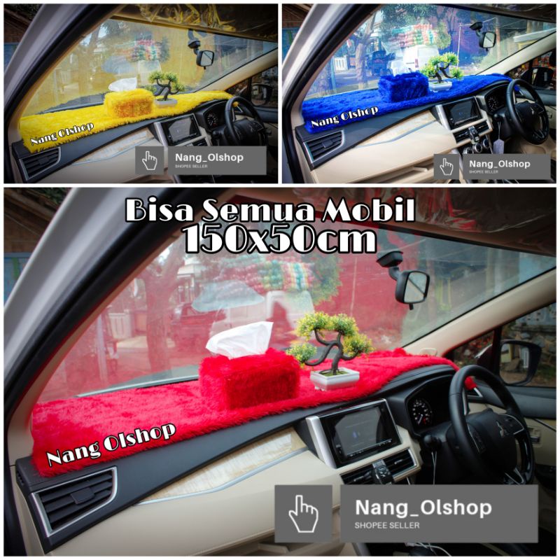 Satu Set Alas Cover Dashboard Mobil + Sarung Tisu Bulu Lembut Bisa Semua Mobil  Uk150x50cm / Alas Karpet Dashboard Mobil Universal / Alas Dashboard Mobil Murah