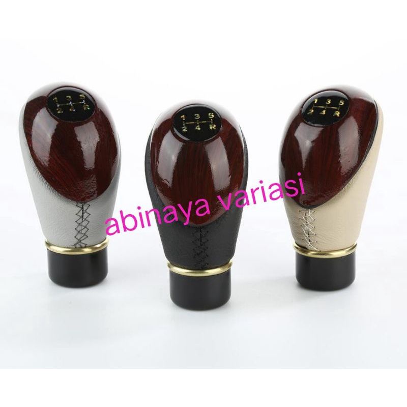 Gear Knob Mobil XPANDER CROSS Manual Shift Knob Motif Kayu Kulit