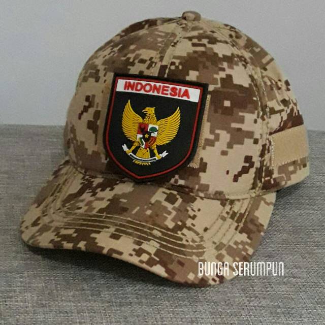 TOPI ARMY TACTICAL VELCRO + PATCH GARUDA