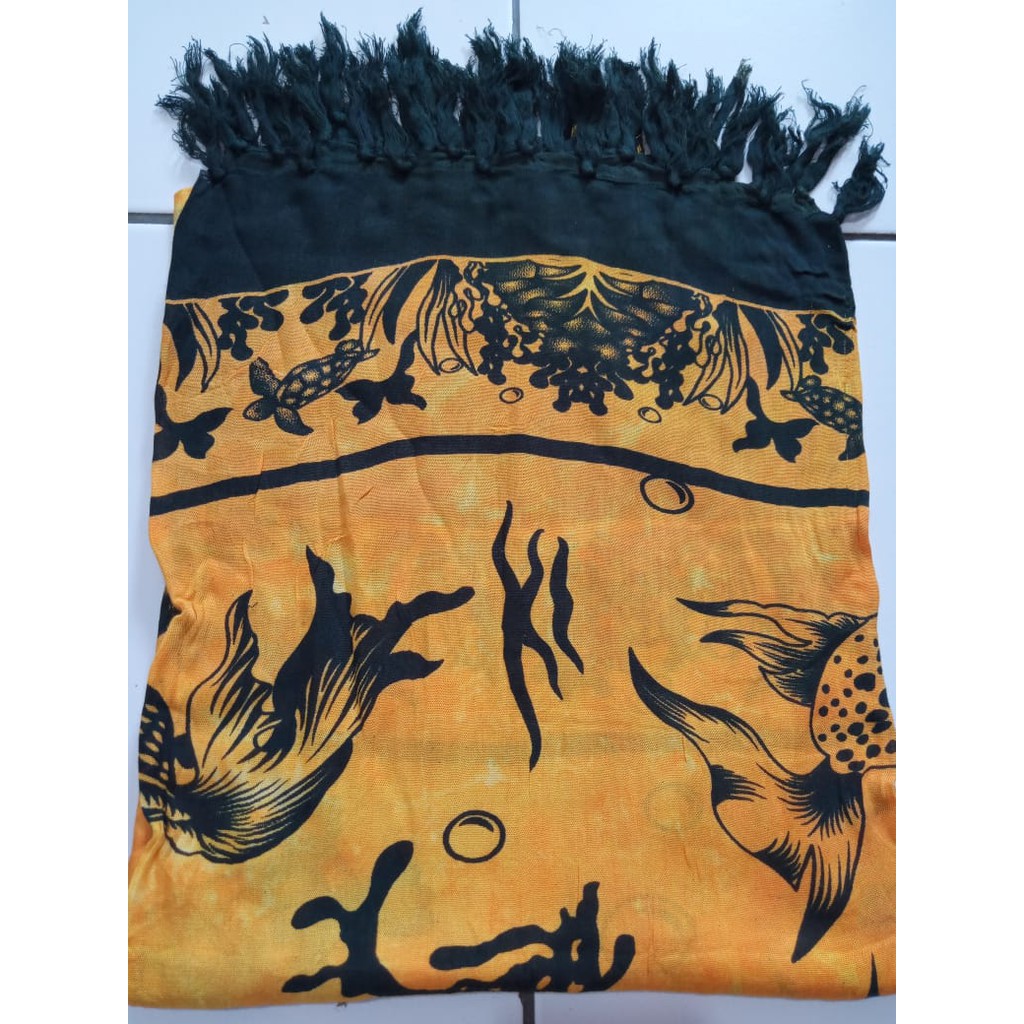 Kain Bali Wisata Pantai Motif Hewan Laut 160 cm x 120 cm Rumbai Sembilanmode