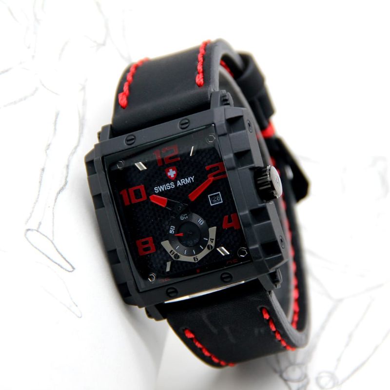 { COD } ready jam tangan fashion pria / laki-laki armys expedition segi detik bawah AG-3447SAX kulit