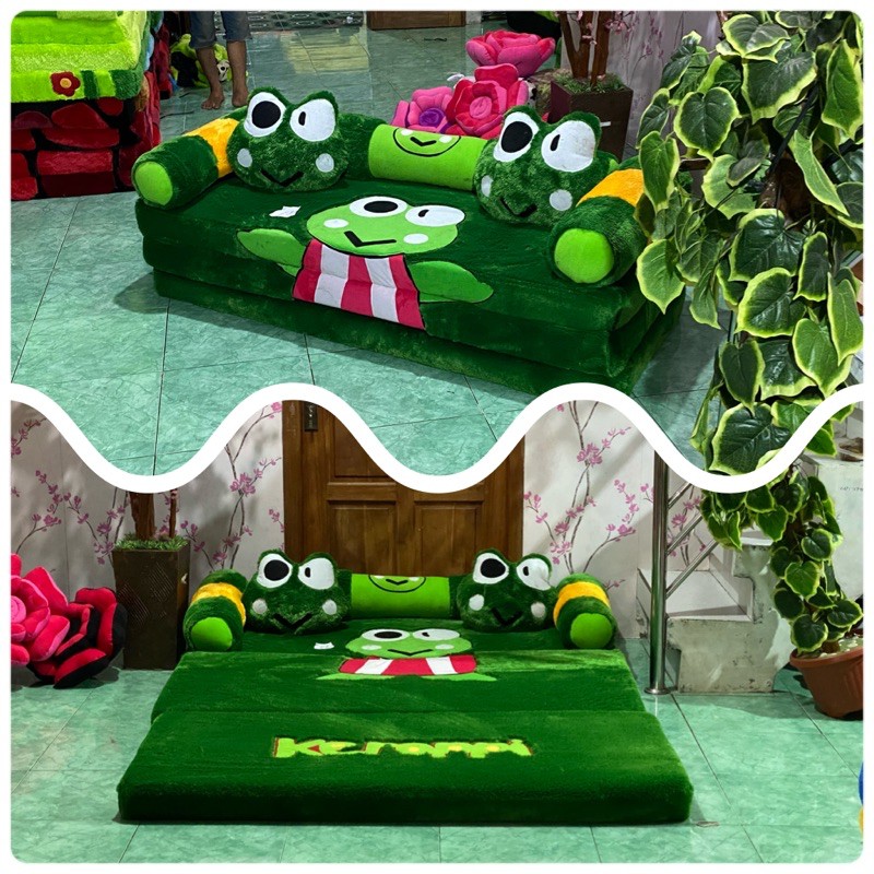 Sofa Bed Kasur Kursi Lipat Bulu Rasfur Ukuran 200x150x10 Tinggi Sofa 30 cm