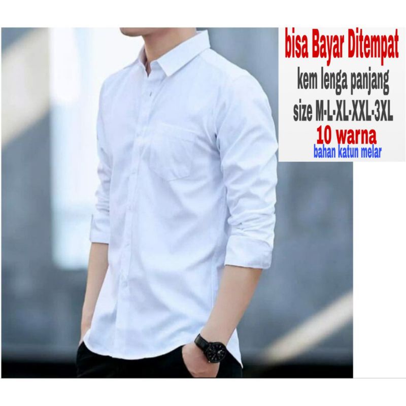 Kemeja Polos Pria Slimfit Panjang Maroon Putih Hitam Navy Abu muda abu Tua Biru Softblue