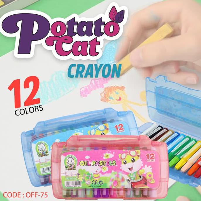 

New Product Potato Cat Crayon 12 Warna Crayon Oil Pastel Mewarnai - Off-75