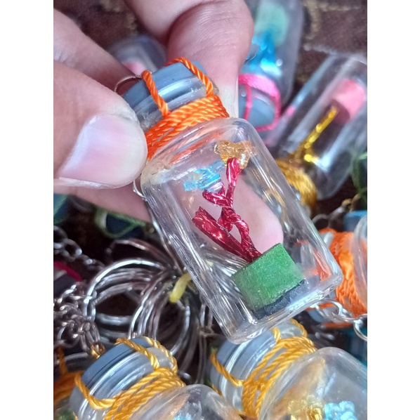 GANTUNGAN KUNCI SOUVENIR KAPAL DALAM BOTOL BUNGA DALAM BOTOL MINIATUR BOTOL PINOKIO KAYU