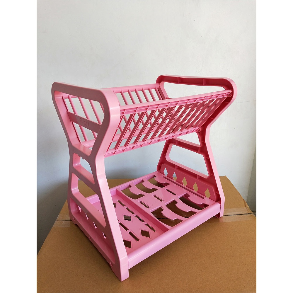 Rak Piring Plastik 2 Susun Mini Kitchen Rack Dapur Pengering Serbaguna