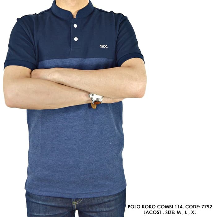 Baju Polo Kerah Koko Polos Polosan Biru Dongker / Navy Cowok Pria - Seperti Di Foto, M