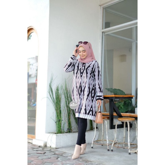 ATASAN BATIK WANITA TUNIK DRESS BATIK MIDI DRESS M L XL XXL KONDANGAN KERJA KANTOR WARNA KOMBINASI H