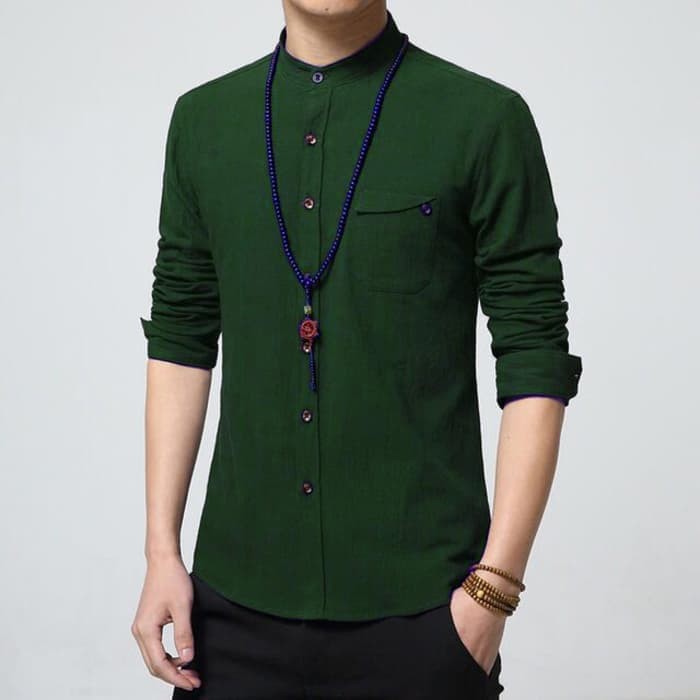 Baju Kemeja Jeans Pria Lengan Panjang Modern Model Cowok Pakaian  MX340 Dude Man Baju Kemeja Hem Po