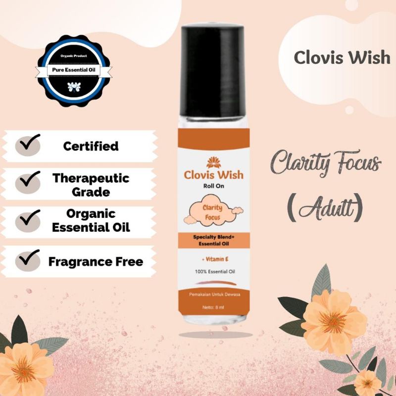 Clovis Wish Clarity Focus Meningkatkan Fokus Daya Ingat Roll On Minyak Oles Essential Dewasa