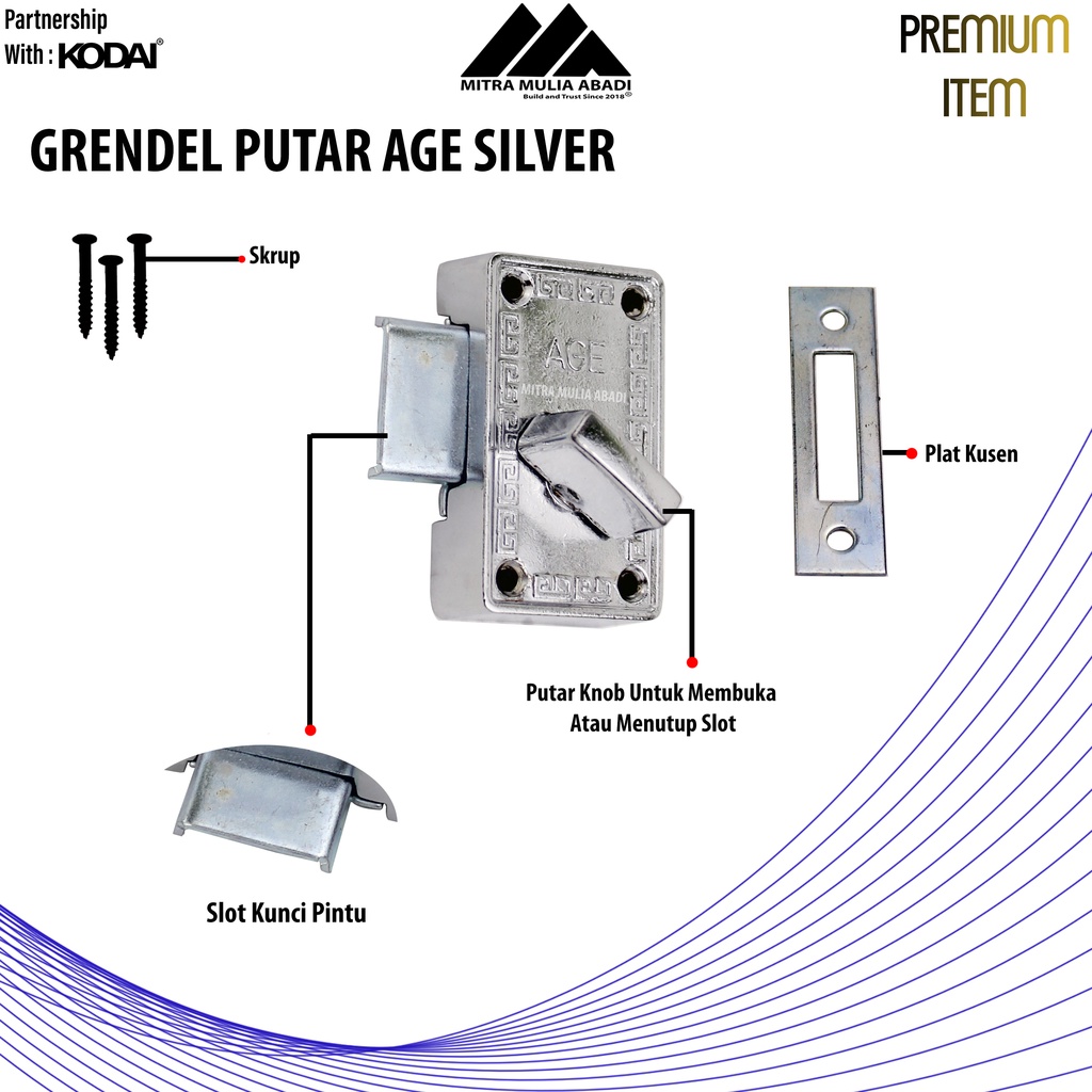 Grendel Putar Slot Pintu/Lemari 5cm I By AGE I Fullset