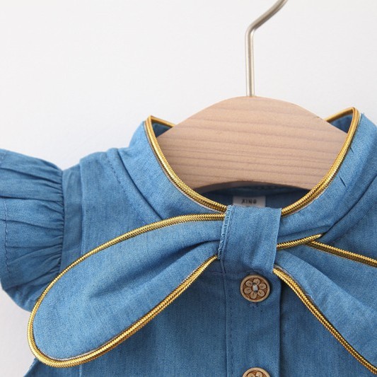 Dress Anak Bayi Balita Perempuan / Cute Denim Dress Baby Girls / Dress Terusan Anak Perempuan Import Motif Denim Glitter Spark / Gaun Anak Perempuan / Dress Fashion Import Korea anak bayi balita perempuan baby girls / Dress Anak Cewek-2