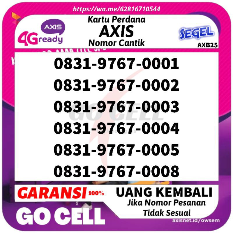 Kartu Perdana Axis Nomor Cantik Axis Rapih Termurah AXB