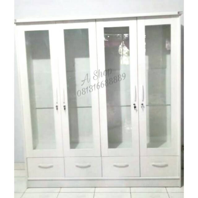 Lemari Gantung Lemari Gamis Lemari Jumbo Display Kaca Laci Kayu Minimalis Murah Shopee Indonesia