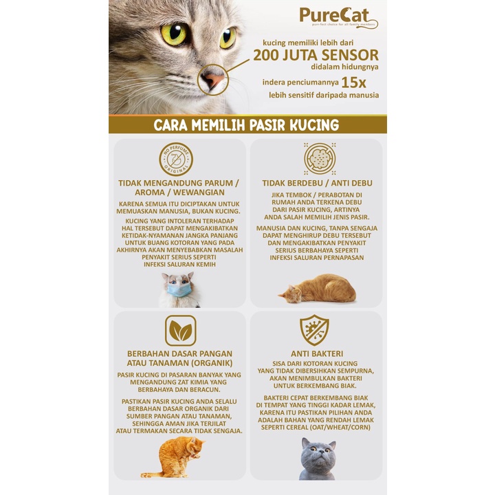 PURECAT Pasir Kucing Cereal Original Tofu Cat Litter Tanpa Aroma