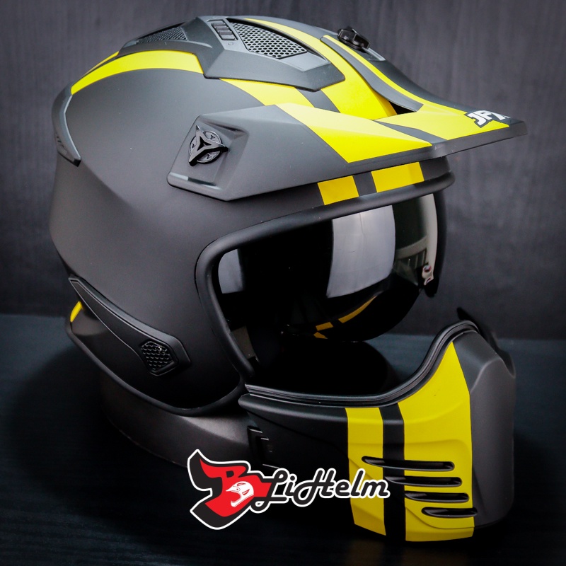 JPX HELM MX726R MX04 | BLACK YELLOW DOFF | MX726 R CROSSOVER MX 04