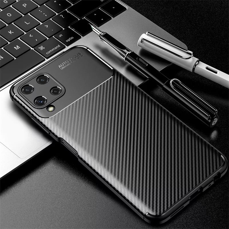 Casing Samsung Galaxy A22 4G / A22 5G Soft Case Serat Carbon Autofocus Slim Original